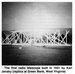 The first radio telescope built in 1931 by Karl Jansky (replica at Green Bank, West Virginia)