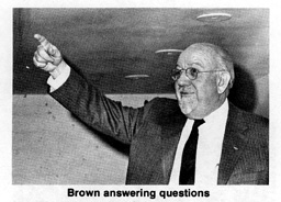 Brown answering questions