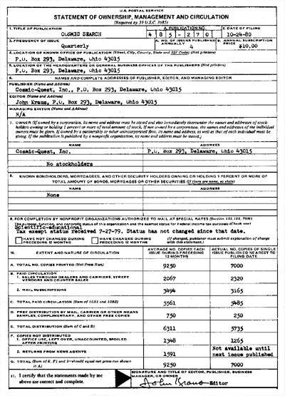 Statement of Ownership, Management and Circulation